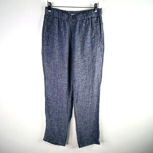C & C Linen Pants‎ Size Small Blue White Elastic Waist